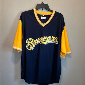 Brewers Navy and Yellow Jersey. Travis Shaw Little League style jersey.